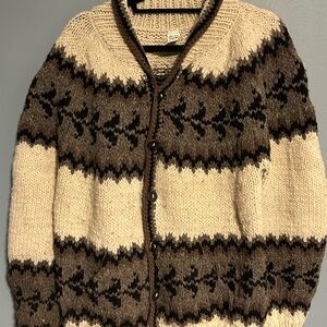 Men's Cozy Cardigan in Brown and Cream